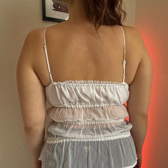 White Sheer boho ruffle top - Picture 3 of 3